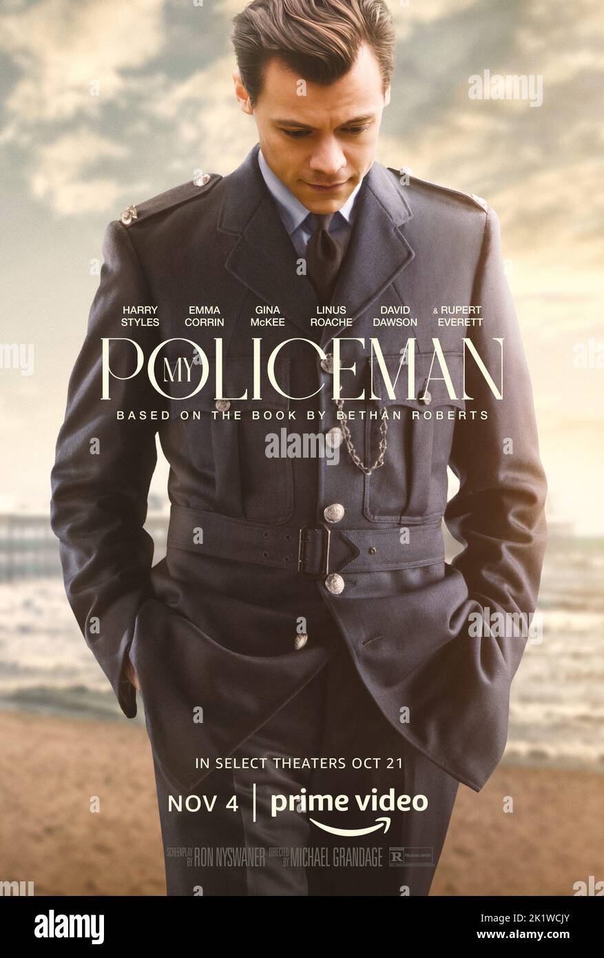 RELEASE DATE: October 21, 2022. TITLE: My Policeman. STUDIO: Amazon Studios. DIRECTOR: Michael Grandage. PLOT: The arrival of Patrick into Marion and Tom's home triggers the exploration of seismic events from 40 years previously. STARRING: HARRY STYLES as Younger Tom poster art. (Credit Image: © Amazon Studios/Entertainment Pictures) Stock Photo