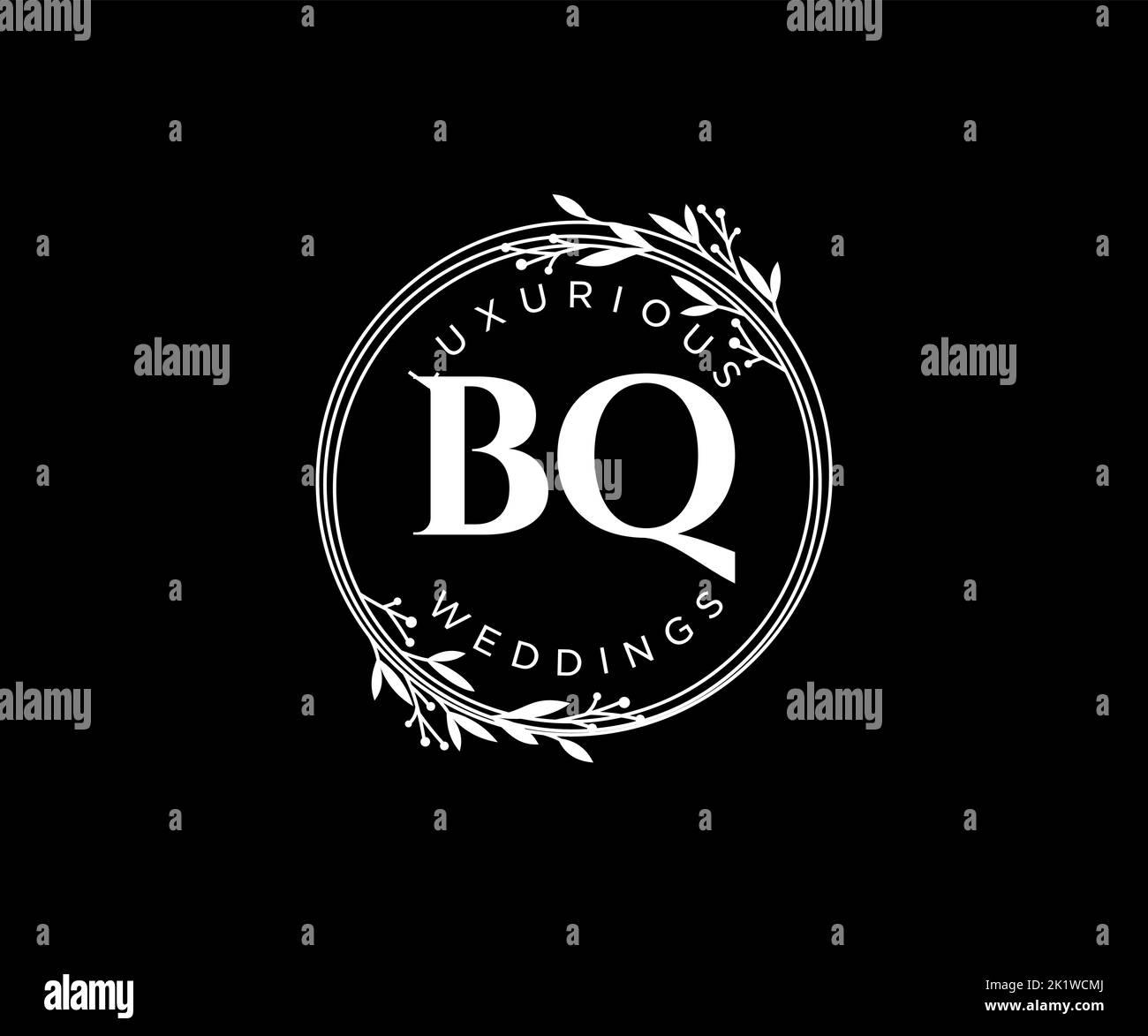 BQ Initials letter Wedding monogram logos template, hand drawn modern ...