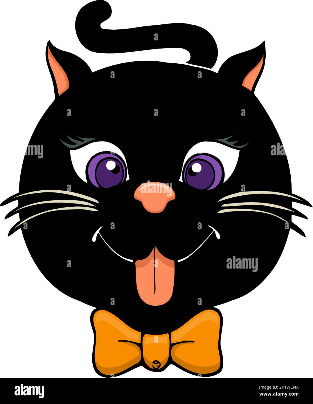 cartoon of a black cat face with bow tie Stock Vector Image & Art - Alamy