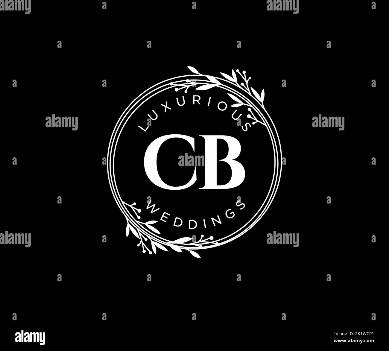 CB Initials letter Wedding monogram logos template, hand drawn modern minimalistic and floral templates for Invitation cards, Save the Date, elegant Stock Vector