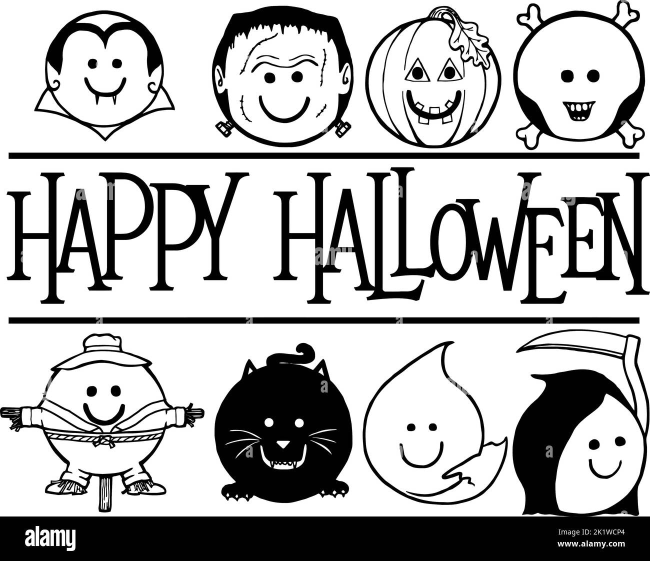 halloween with smiley face halloween monster Stock Vector