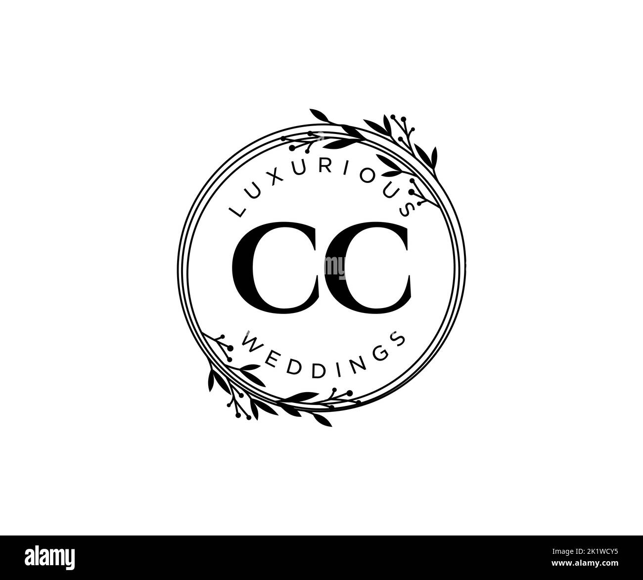 CC Initials letter Wedding monogram logos template, hand drawn modern minimalistic and floral templates for Invitation cards, Save the Date, elegant Stock Vector