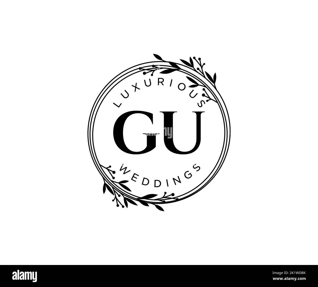GU Initials letter Wedding monogram logos template, hand drawn modern ...