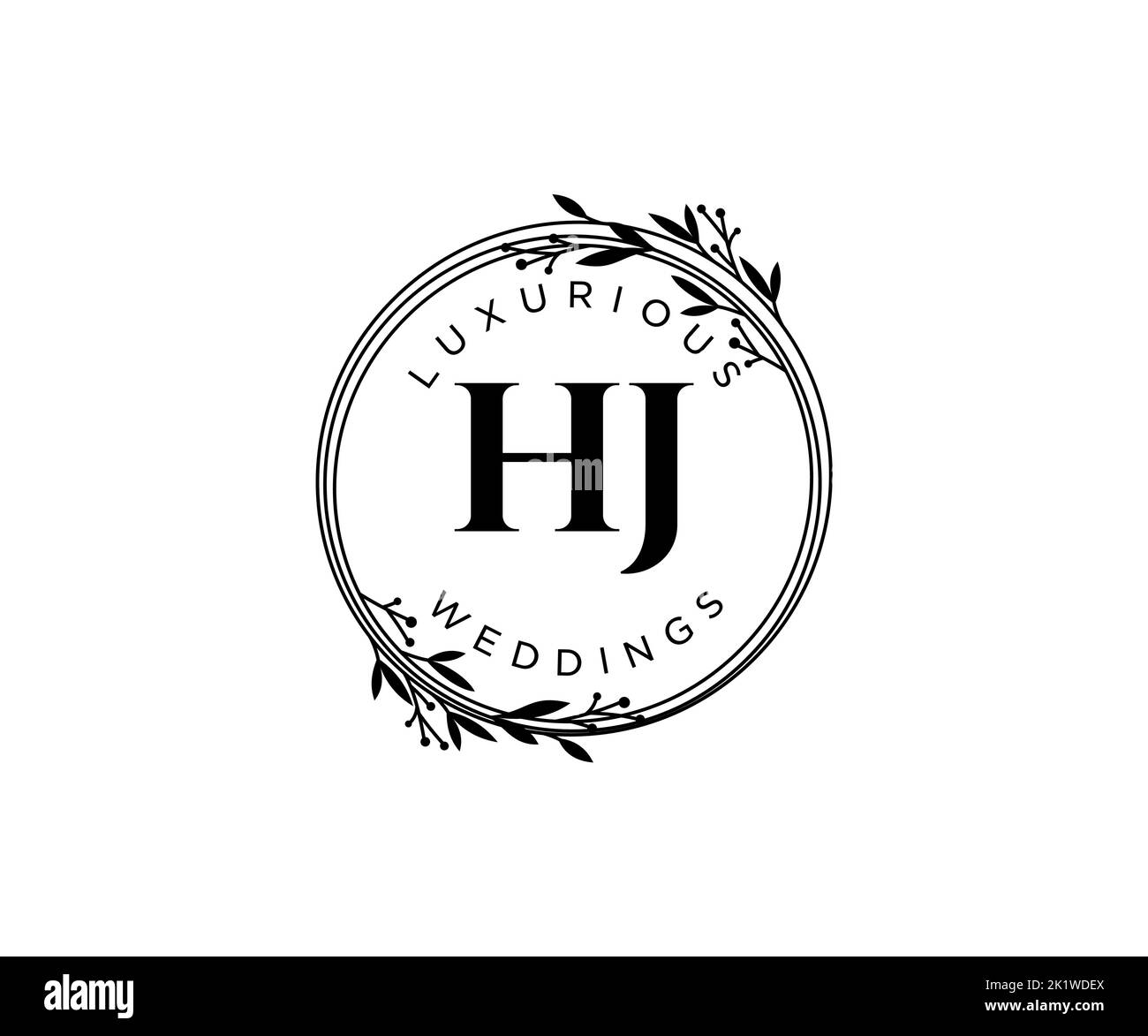Hjs Monogram HJ Initials letter Wedding monogram logos template, hand drawn modern ...