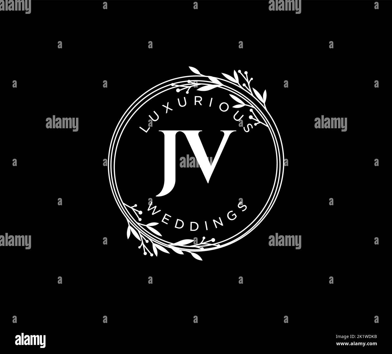 JV Initials letter Wedding monogram logos template, hand drawn modern minimalistic and floral templates for Invitation cards, Save the Date, elegant Stock Vector