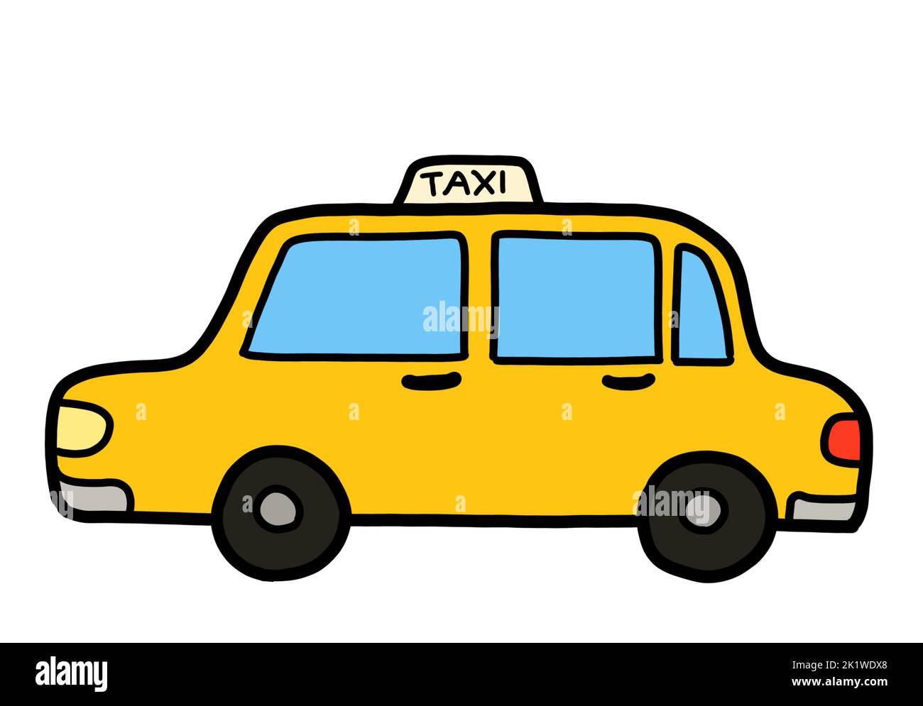 A taxi car service. Illustration drawing, isolated on white background. Stock Photo