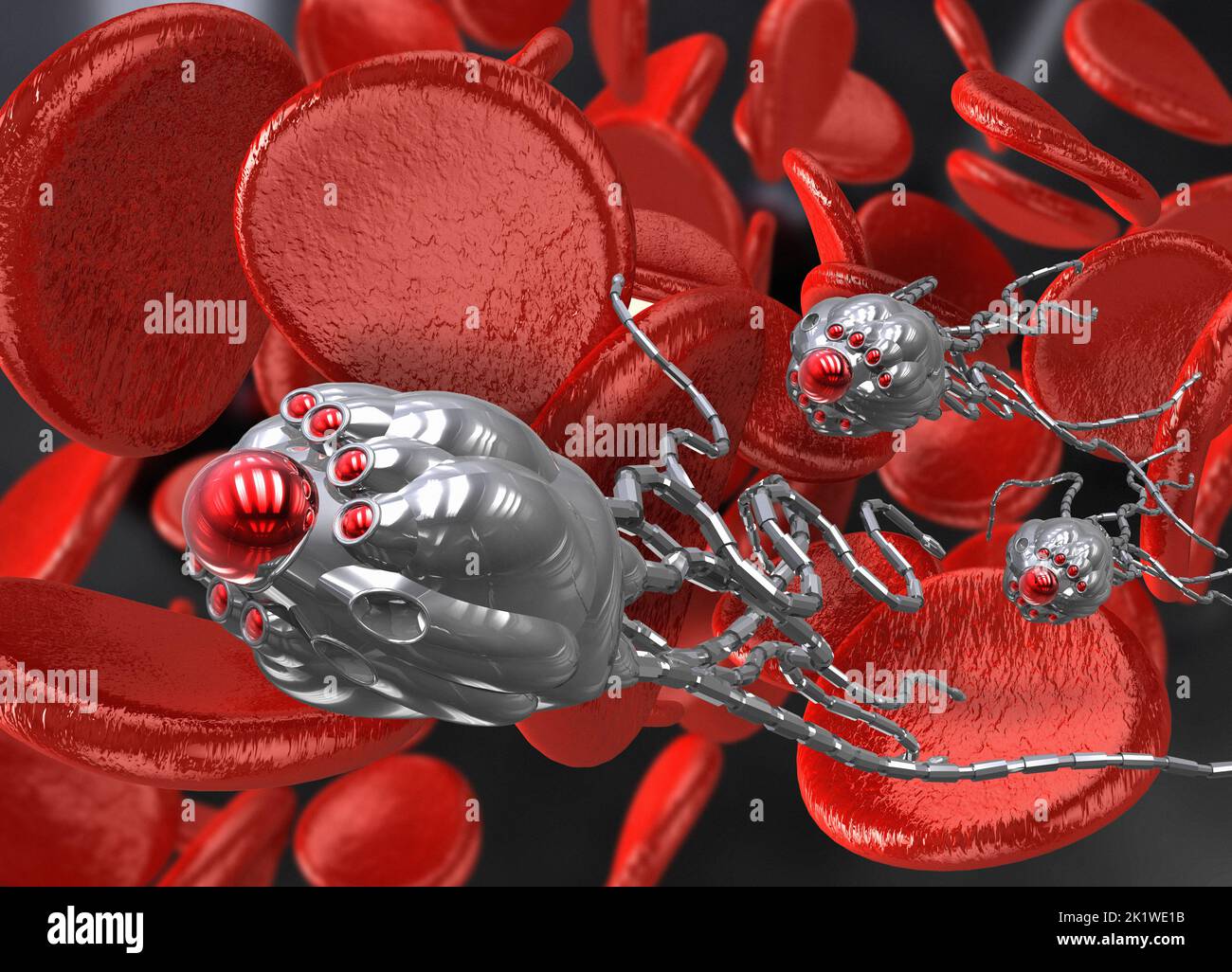 Nanobots in the blood stream, illustration Stock Photo