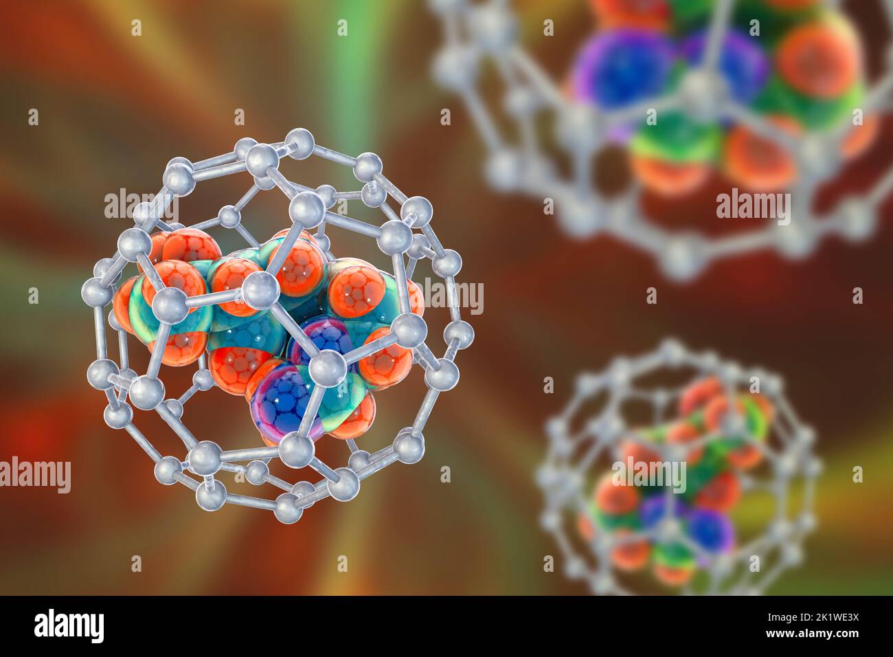 Nanoparticles in drug delivery, conceptual illustration Stock Photo