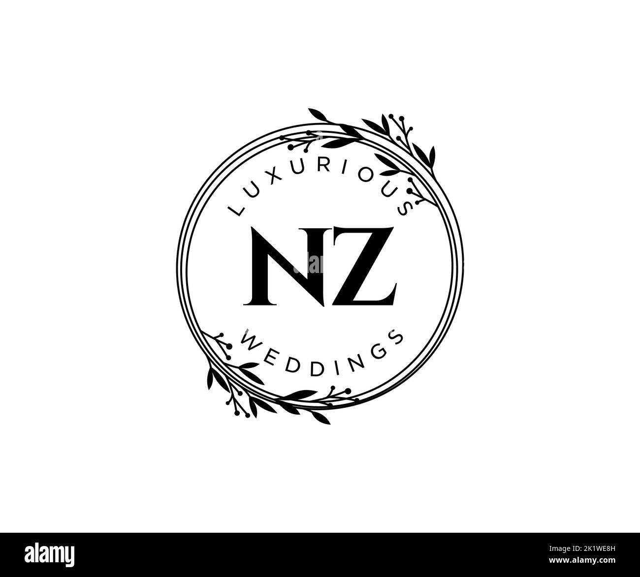 NZ Initials letter Wedding monogram logos template, hand drawn modern ...