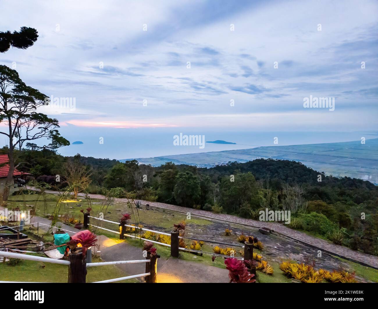 Garden on the top of Gunung Jerai during sunset overlooking the Sungai