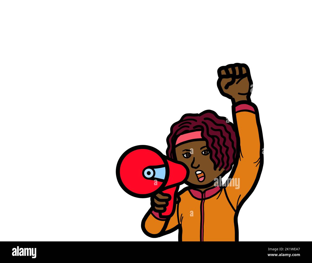 A young black African American female person hand holding megaphone