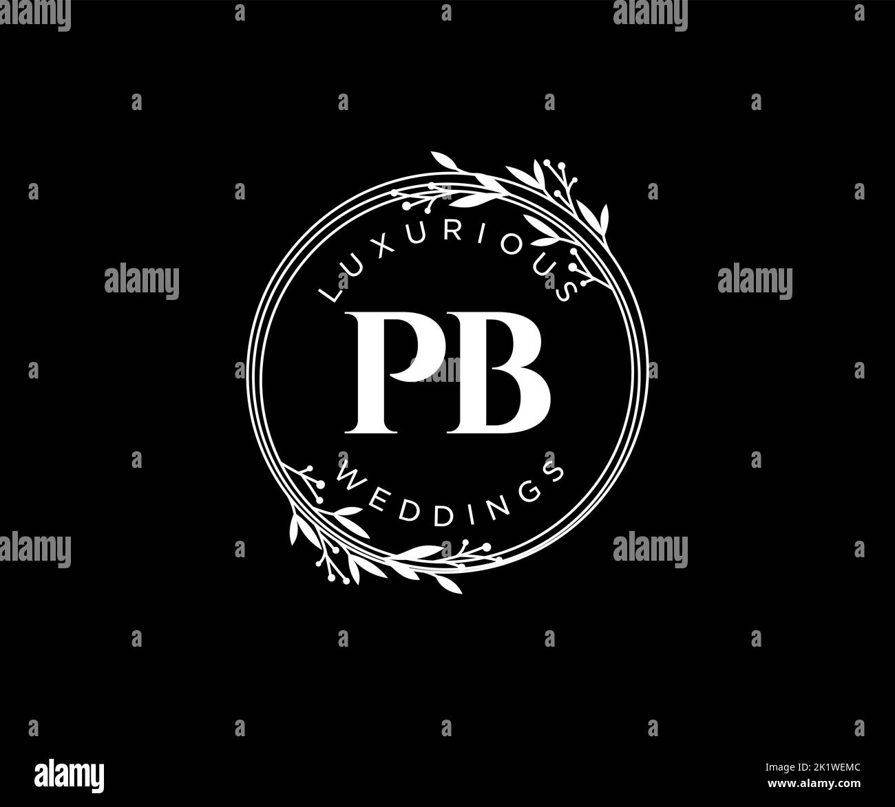 PB Initials letter Wedding monogram logos template, hand drawn modern ...