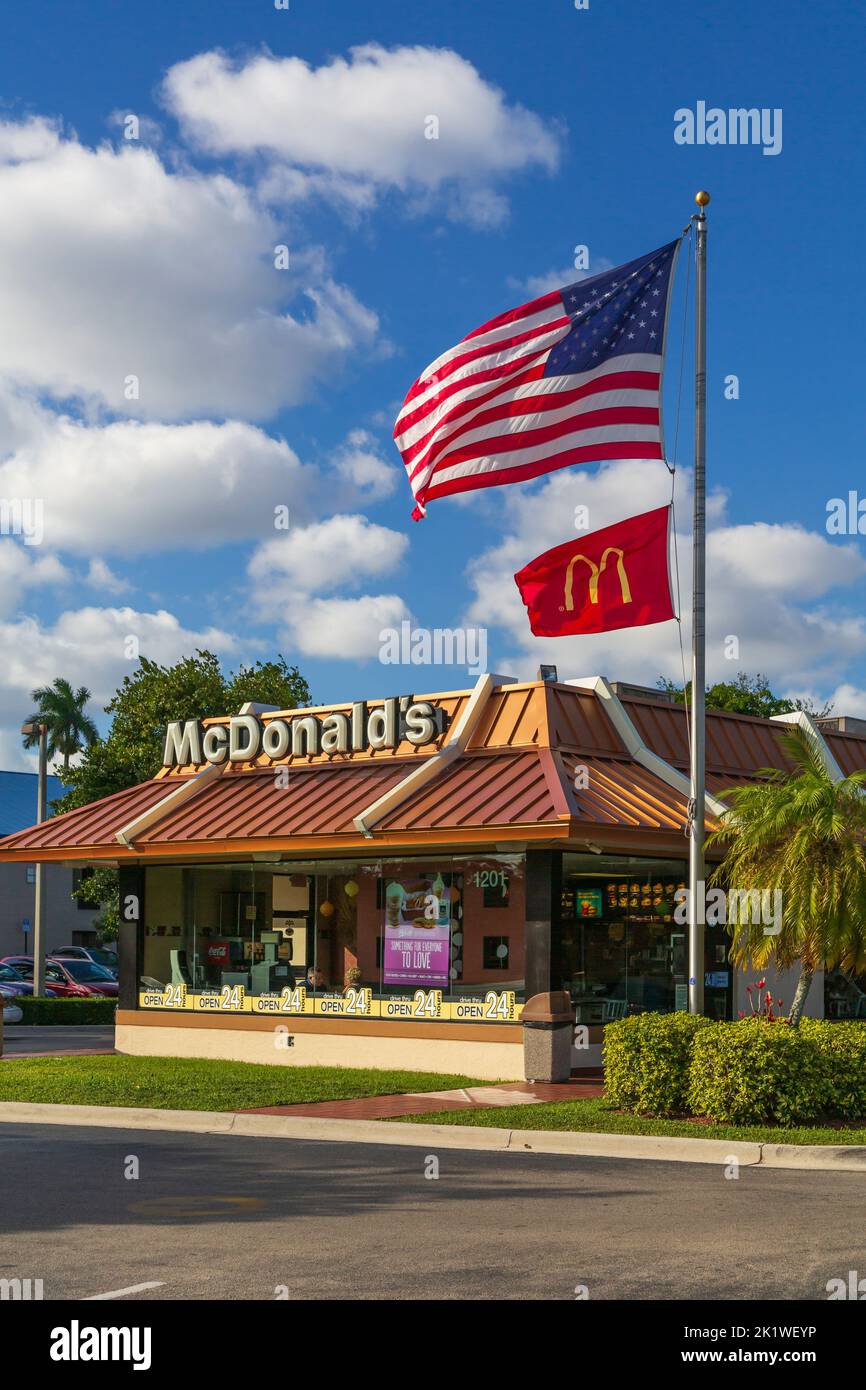 A McDonald's fast food restaurant in Fort Lauderdale, Florida, USA