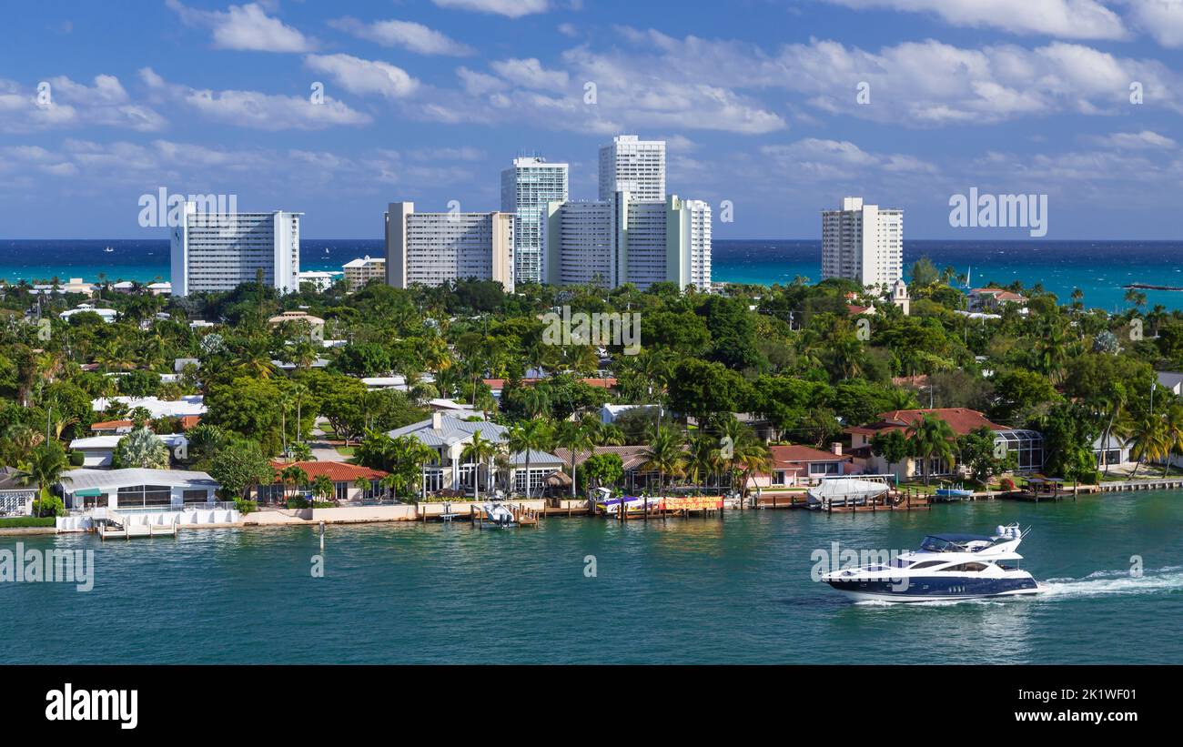 The intercoastal waterway and the cruise ship channel in Fort Lauderdale, Florida, Stock Photo