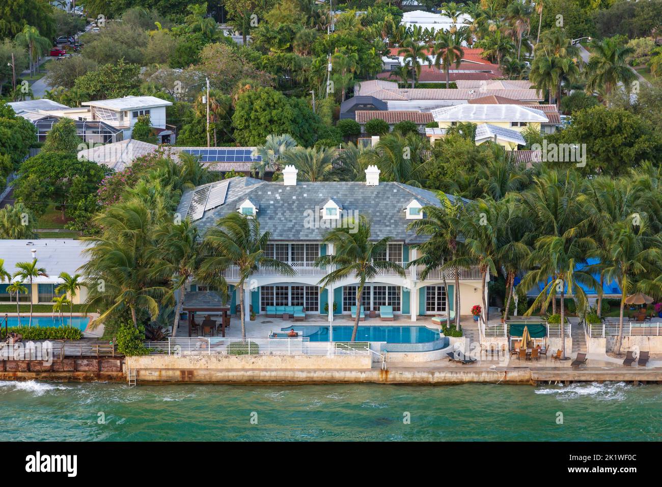 A residential estate along the intercoastal waterway in Fort Lauderdale, Florida, USA. Stock Photo