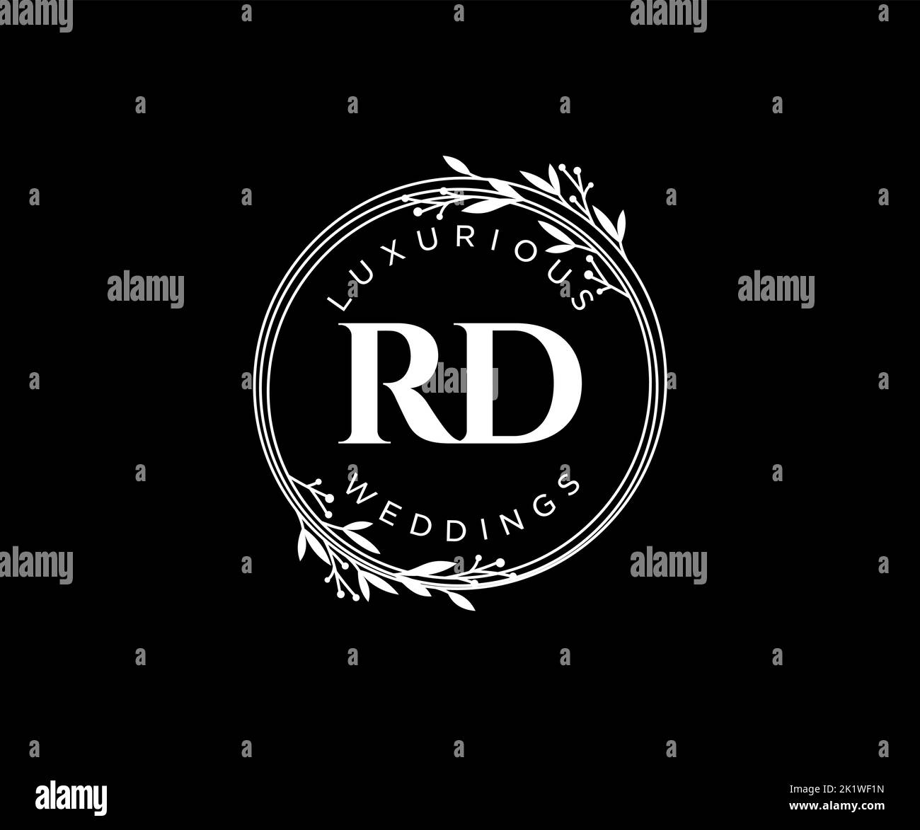 RD Initials letter Wedding monogram logos template, hand drawn modern minimalistic and floral templates for Invitation cards, Save the Date, elegant Stock Vector