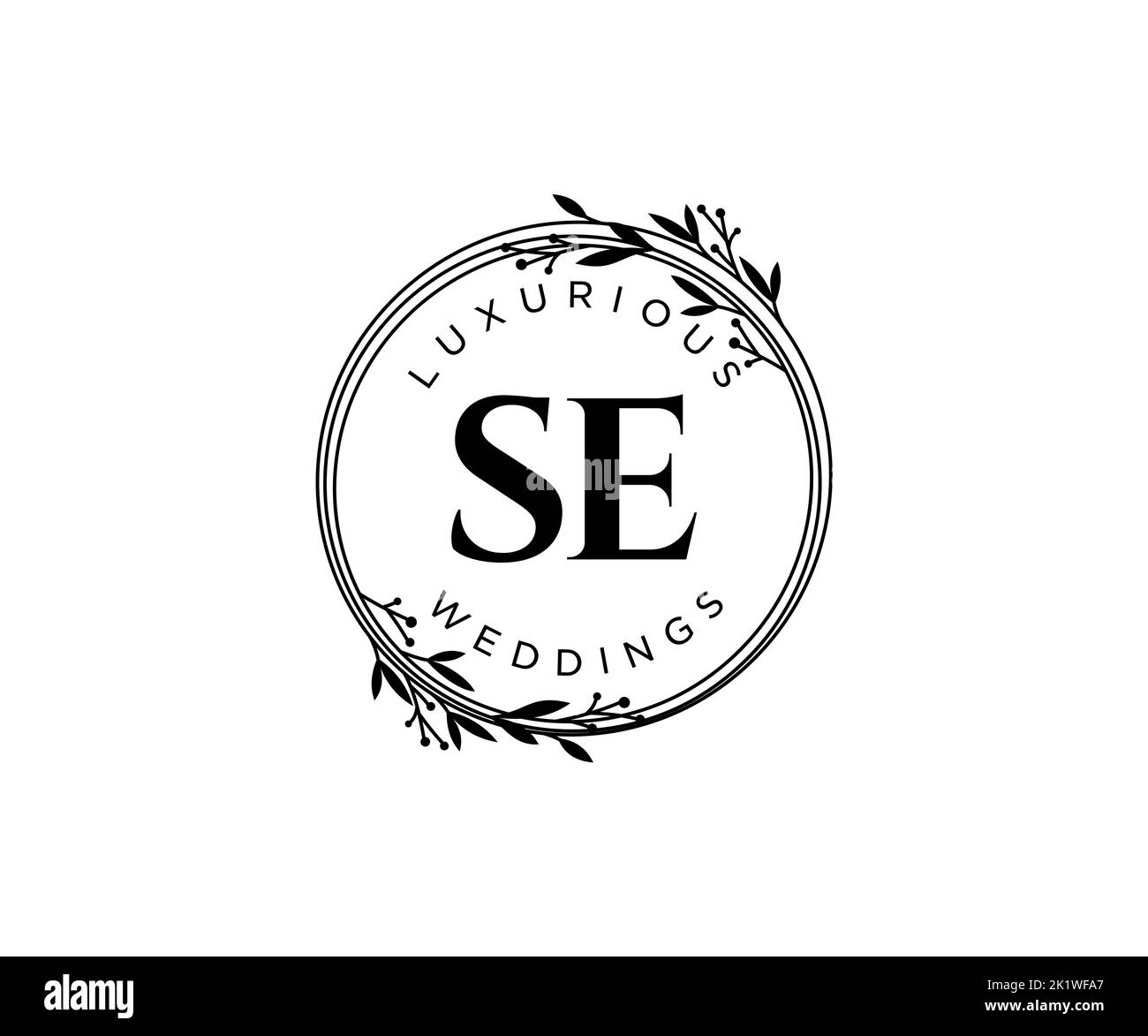 SE Initials letter Wedding monogram logos template, hand drawn modern minimalistic and floral templates for Invitation cards, Save the Date, elegant Stock Vector