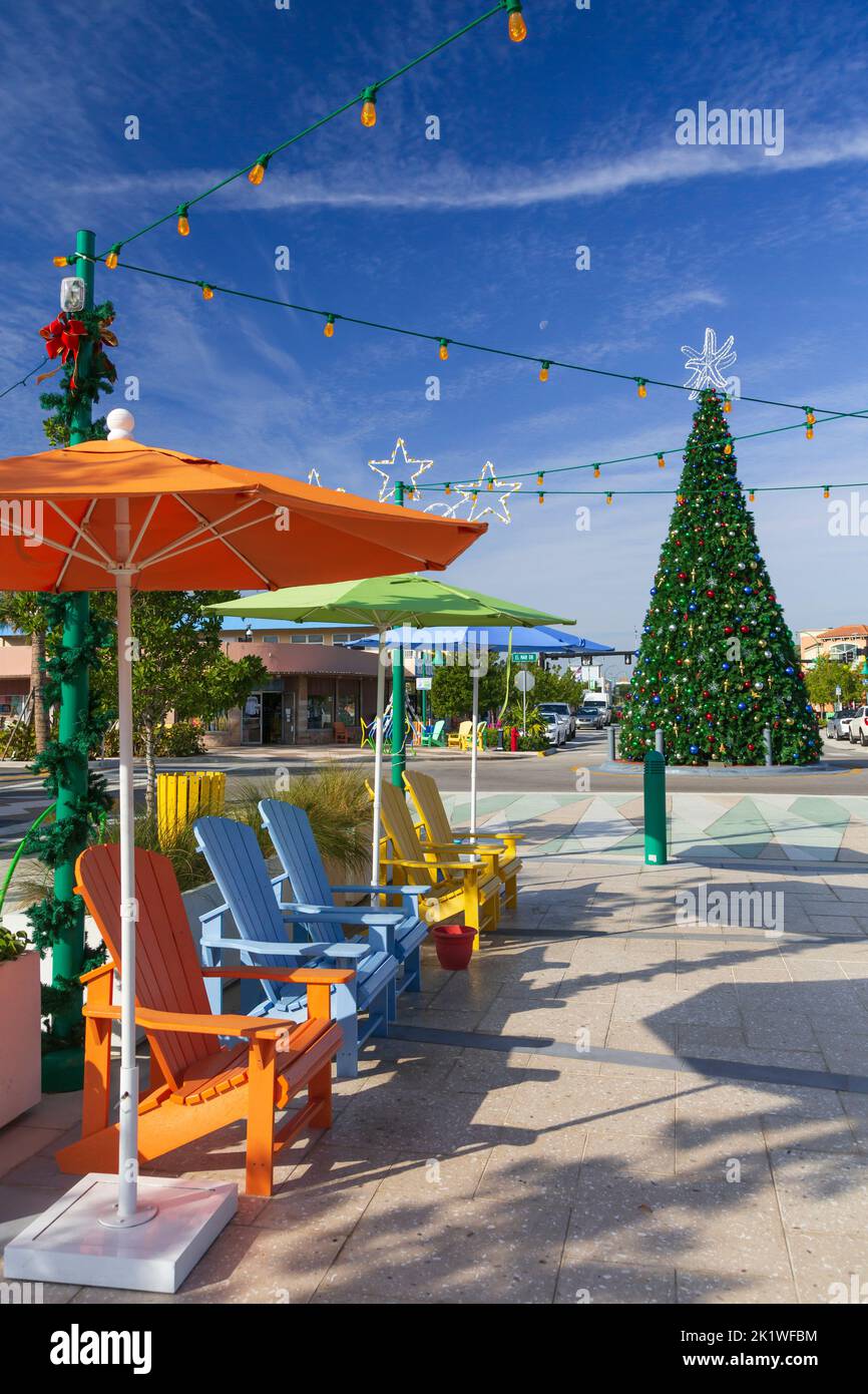 Christmas tree in a small park in Fort Lauderdale, Florida, USA Stock