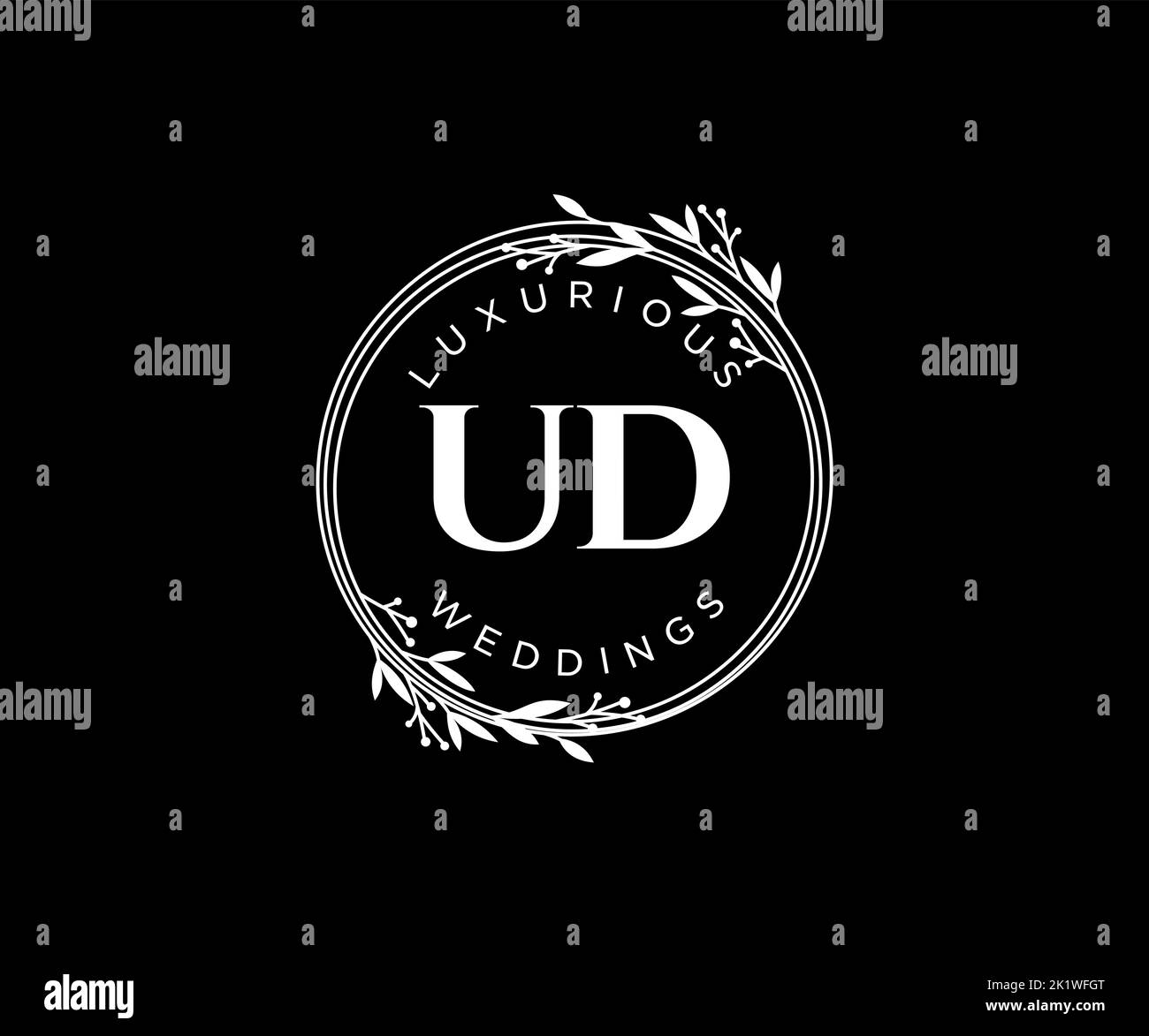 UD Initials letter Wedding monogram logos template, hand drawn modern minimalistic and floral templates for Invitation cards, Save the Date, elegant Stock Vector