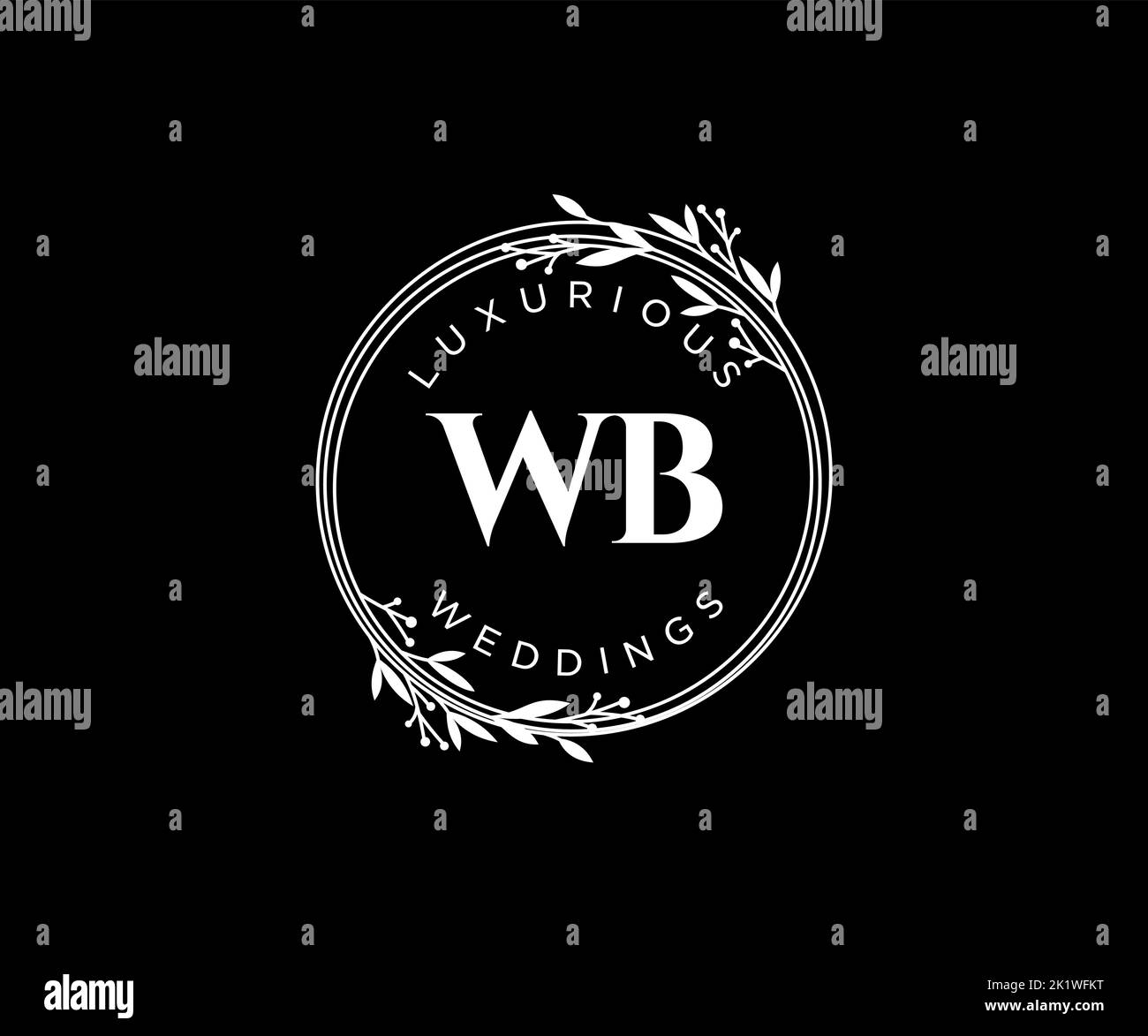 WB Initials letter Wedding monogram logos template, hand drawn modern