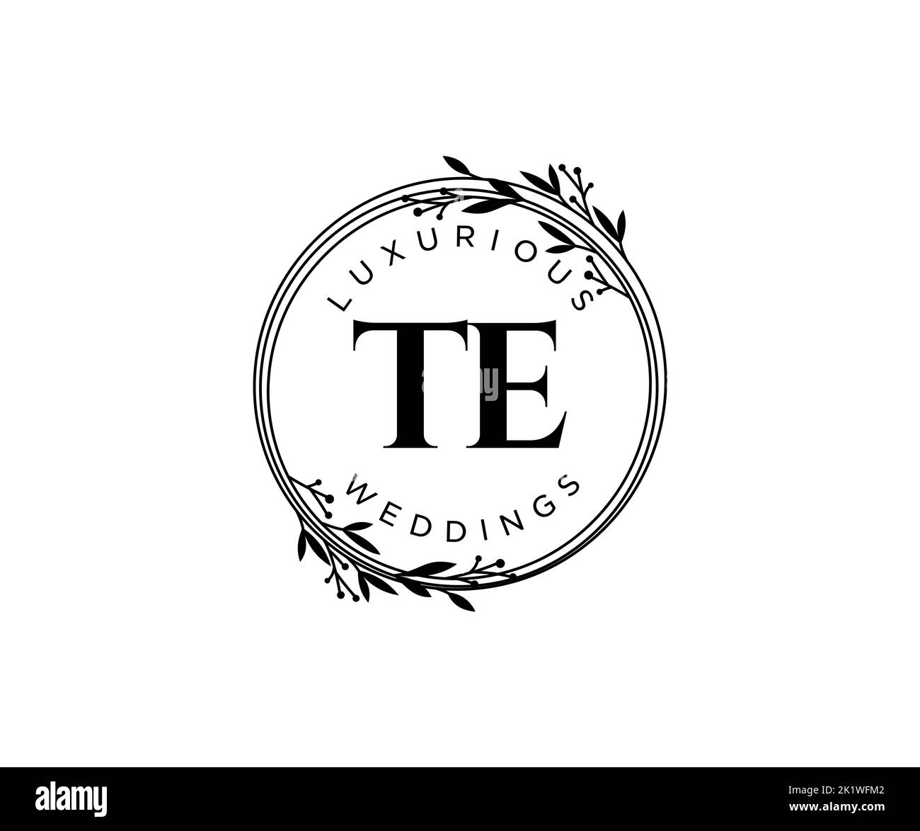 TE Initials letter Wedding monogram logos template, hand drawn modern minimalistic and floral templates for Invitation cards, Save the Date, elegant Stock Vector