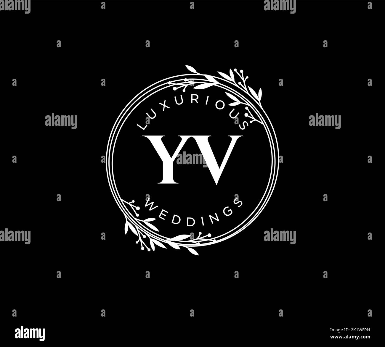 YV Initials letter Wedding monogram logos template, hand drawn modern minimalistic and floral templates for Invitation cards, Save the Date, elegant Stock Vector