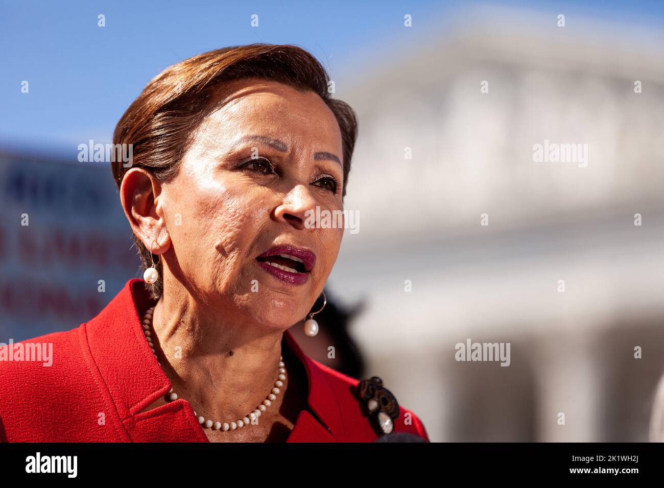 Washington, United States. 20th Sep, 2022. Representative Nydia Velazquez (D-NY) speaks at a press conference calling for construction of a reliable power grid in Puerto Rico. Five years after Hurricane Maria devastated the islands, Puerto Rico is again completely without power as a result of Hurricane Fiona. Credit: SOPA Images Limited/Alamy Live News Stock Photo