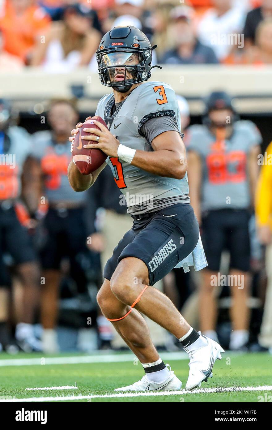 Stillwater, OK, USA. 17th Sep, 2022. Oklahoma State quarterback Spencer