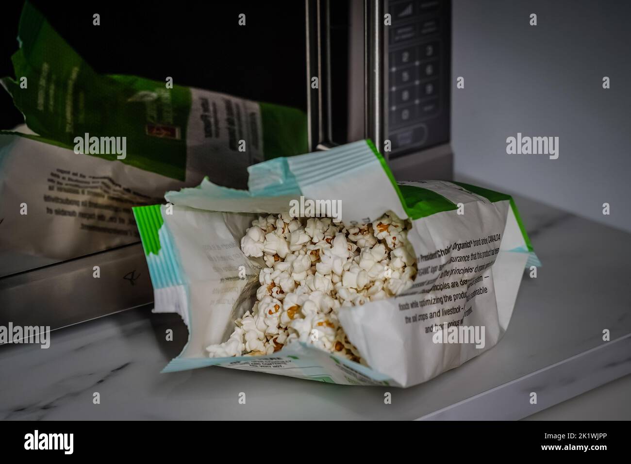 microwave popcorn Stock Photo