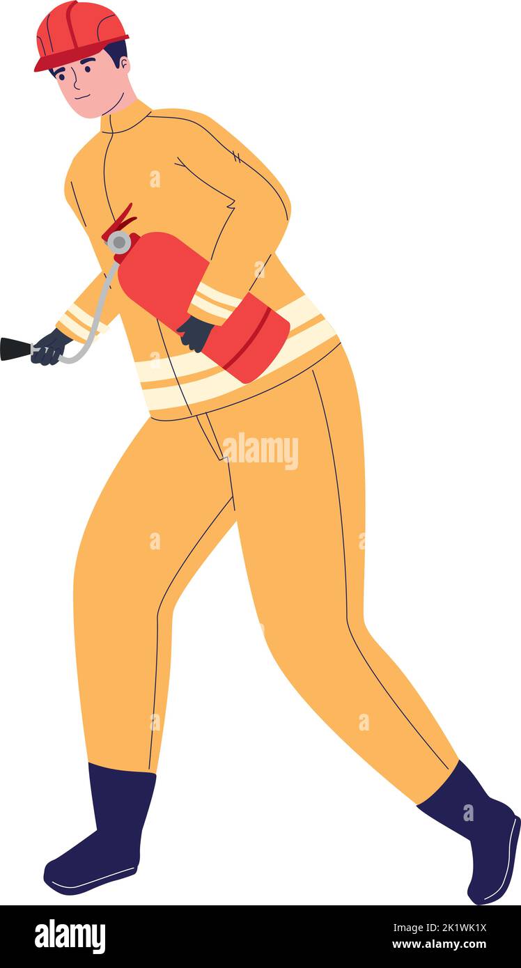 Fireman with extinguisher Stock Vector Image & Art - Alamy