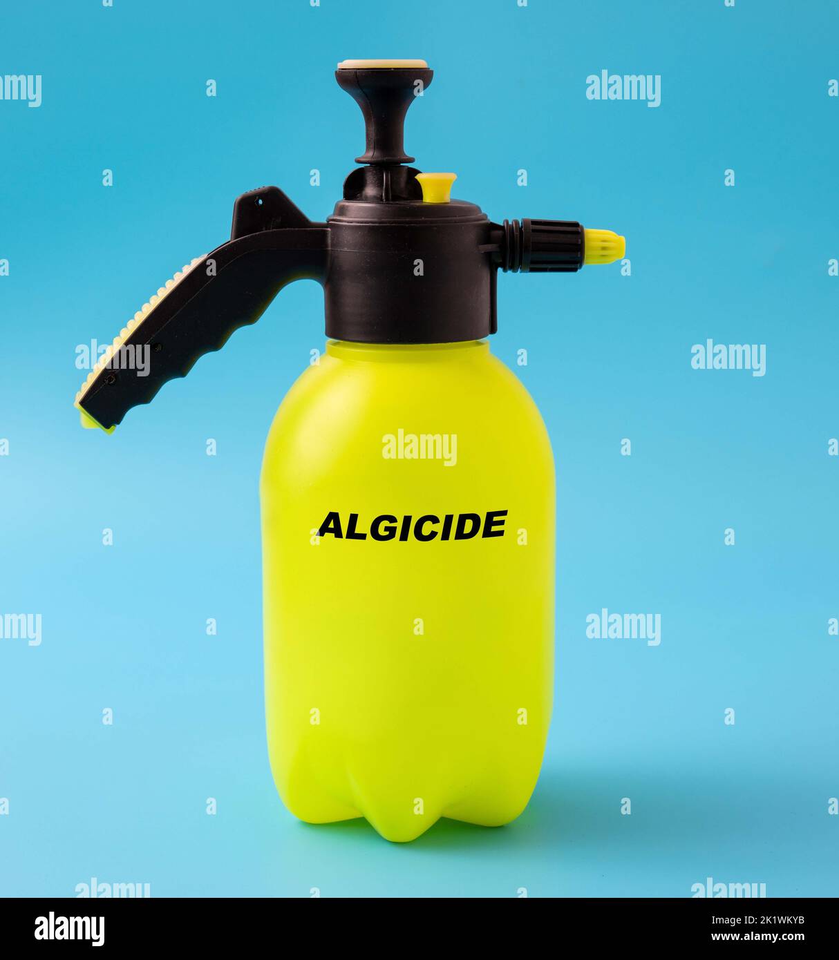 Algicide in a plastic spray, conceptual image Stock Photo