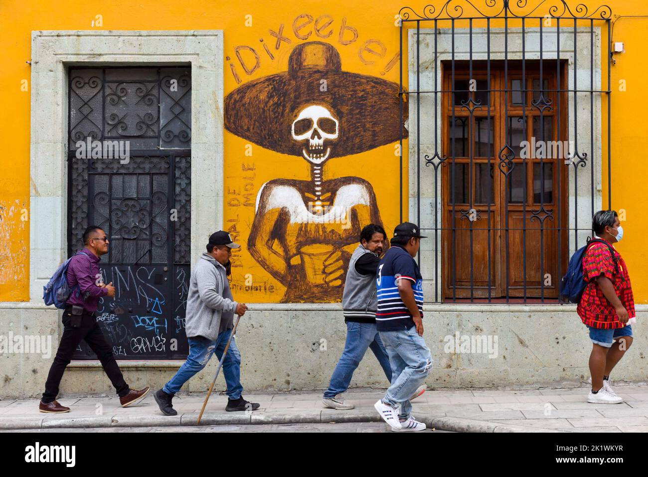 People walking in the historical center of Oaxaca de Juarez, Mexico Stock Photo