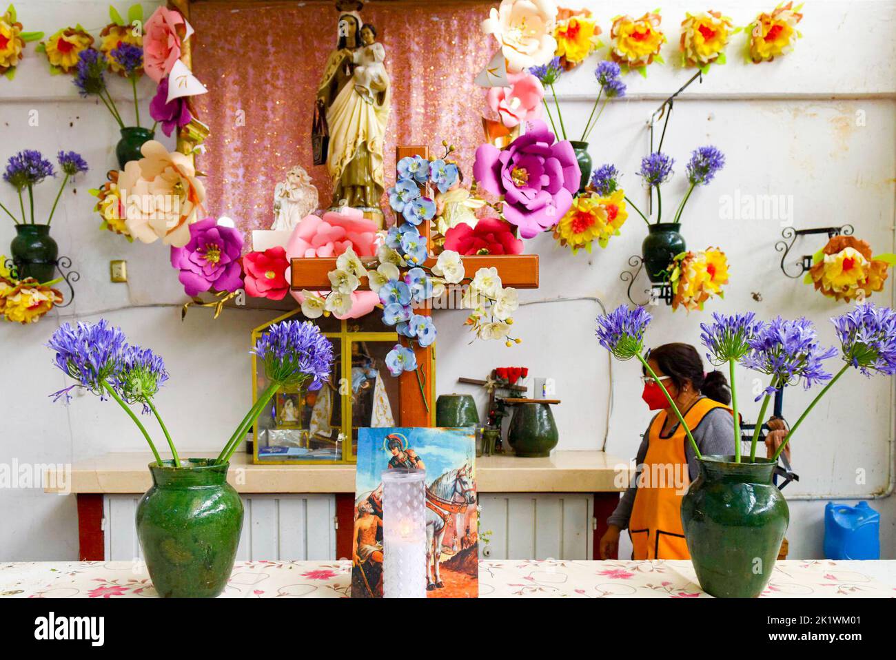 Altar inside the Mercado Sánchez Pascuas, Oaxaca , Mexico Stock Photo