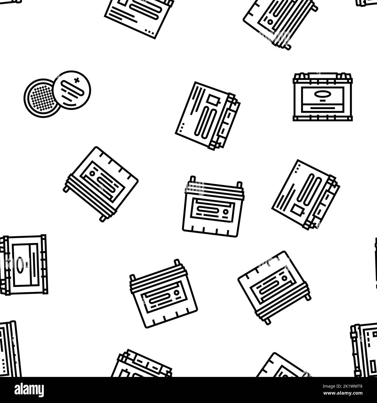 battery power energy electric car vector seamless pattern Stock Vector