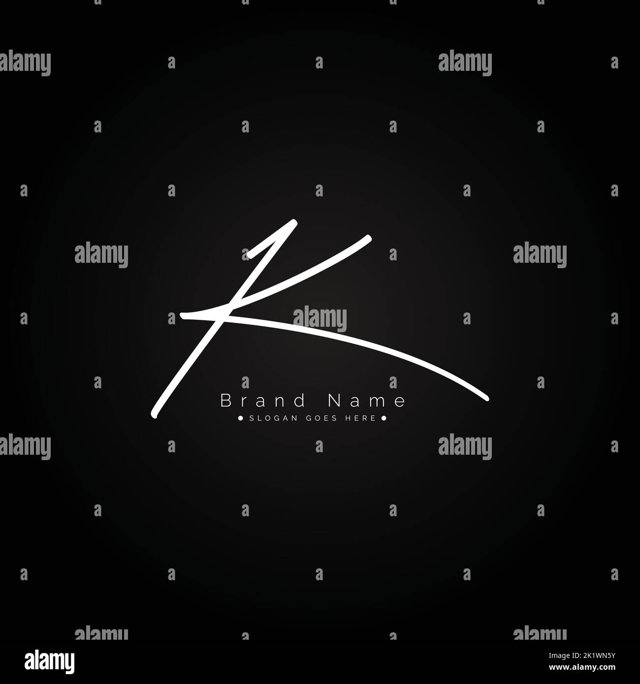 K Letter Signature Logo - Initial Alphabet for K - Hand Drawn K Logo Stock Vector