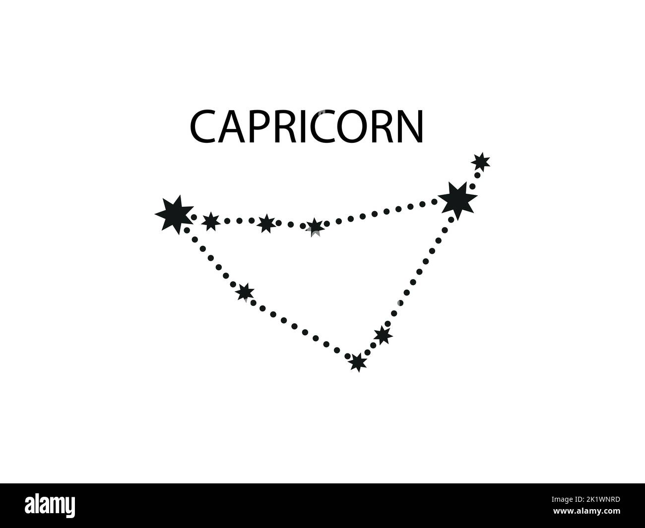 Capricorn Horoscope Symbol. Zodiac Constellation with Stars. Sky map