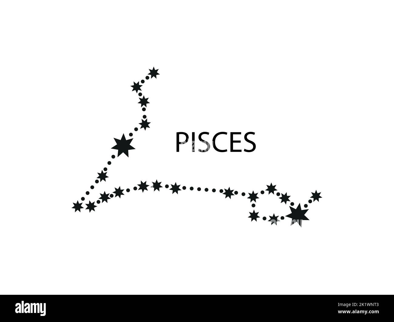 Pisces Horoscope Symbol. Zodiac Constellation with Stars. Sky map