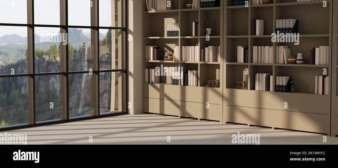Modern contemporary office room or reading room interior design with ...