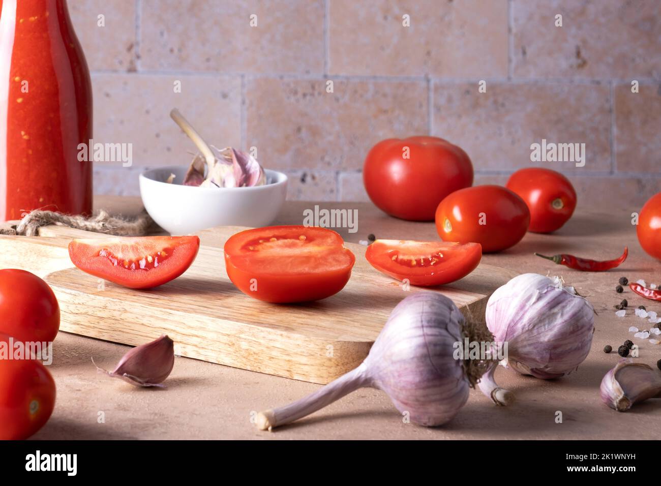Ingredients for making homemade tomato sauce Stock Photo - Alamy