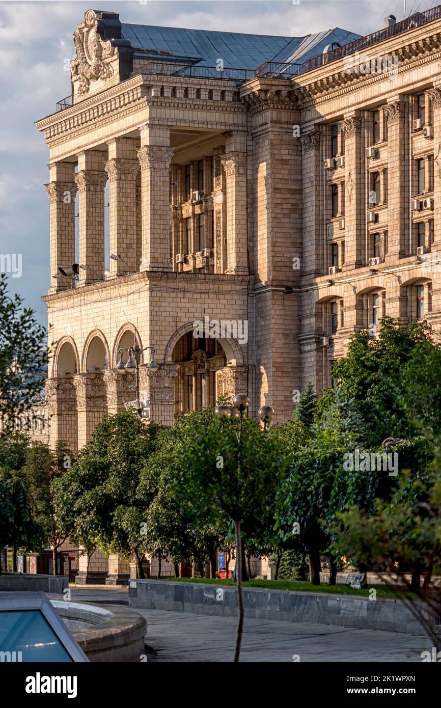 KYIV, UKRAINE - JUNE 10, 2016:  Main Post Office Building on Independence Square Stock Photo