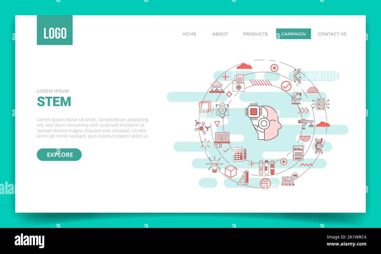 stem science technology engineering math concept with circle icon for ...