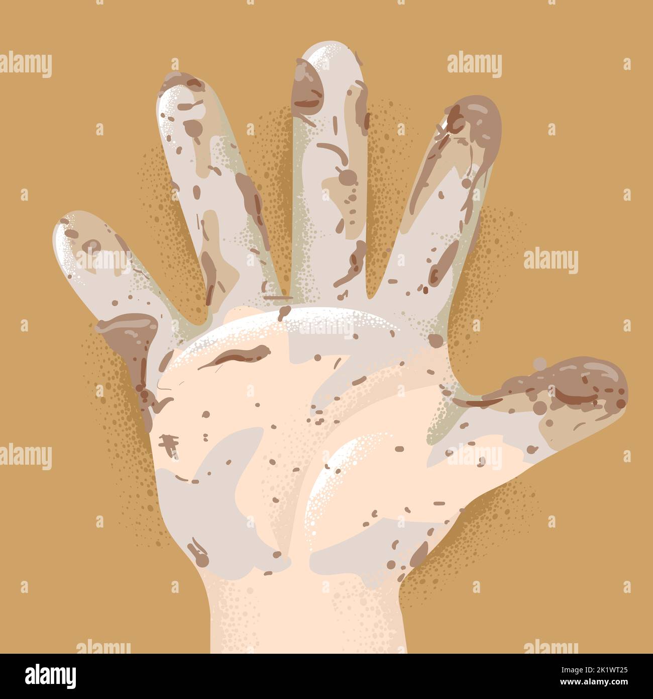 Illustration of a Dirty Hand of a Kid with Dry Mud from Playing Stock Photo