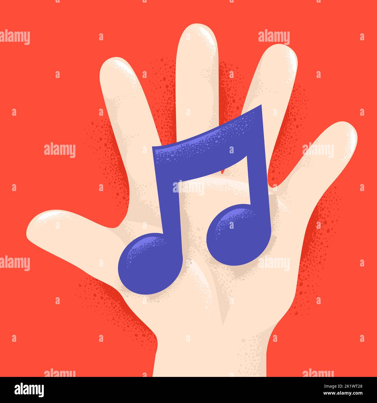 Illustration of a Hand of a Kid with Eight Music Note with Beam Stock Photo