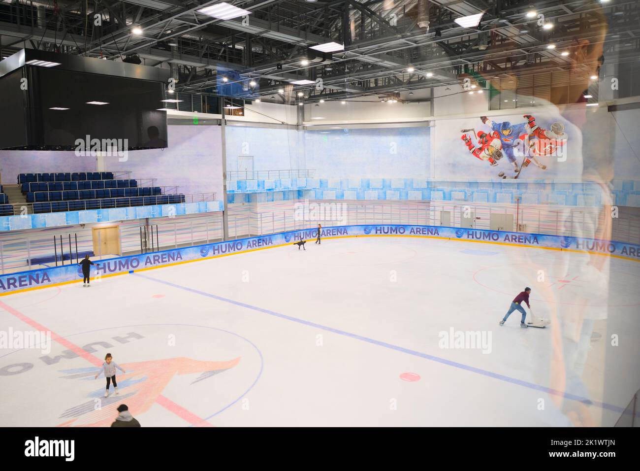 The practice ice rink, also used for amateur, speed, figure skating