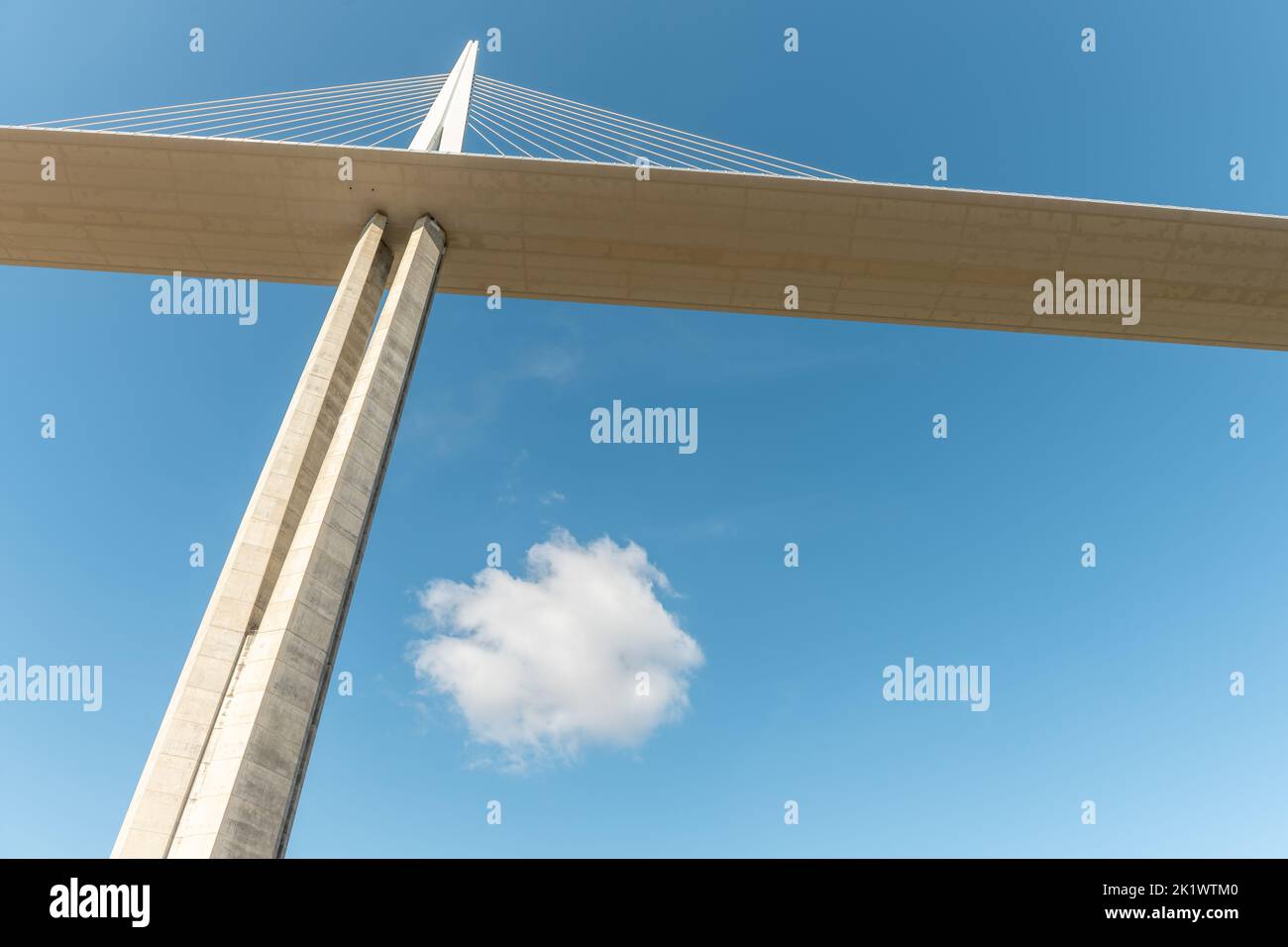Millau viaduct, cablestayed bridge over Tarn valley. The highest road bridge in the world. A75
