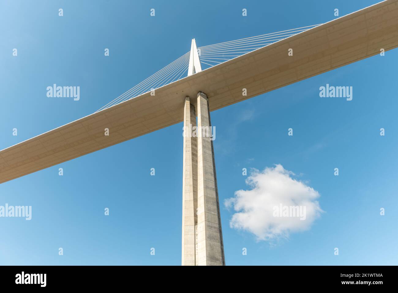 Millau viaduct, cablestayed bridge over Tarn valley. The highest road bridge in the world. A75