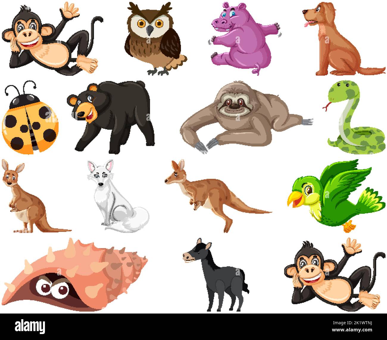 Set of various animals cartoon illustration Stock Vector Image & Art ...