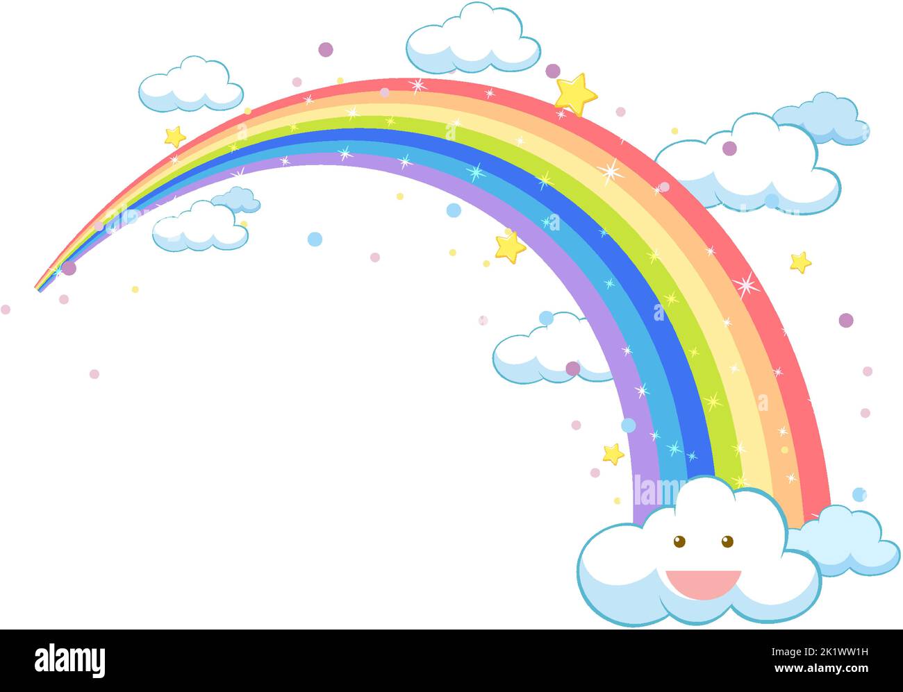Colorful pastel rainbow with clouds illustration Stock Vector Image ...