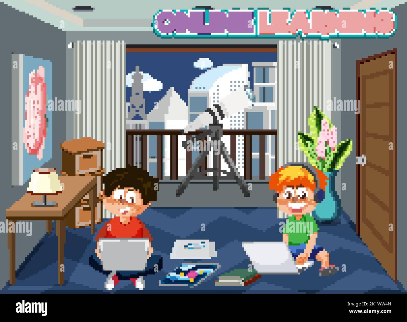Online learning at home illustration Stock Vector Image & Art - Alamy