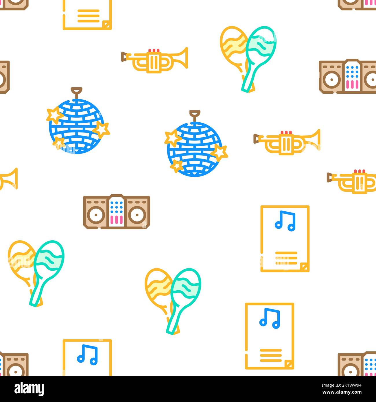 Music Genres Audio Performance vector seamless pattern Stock Vector ...